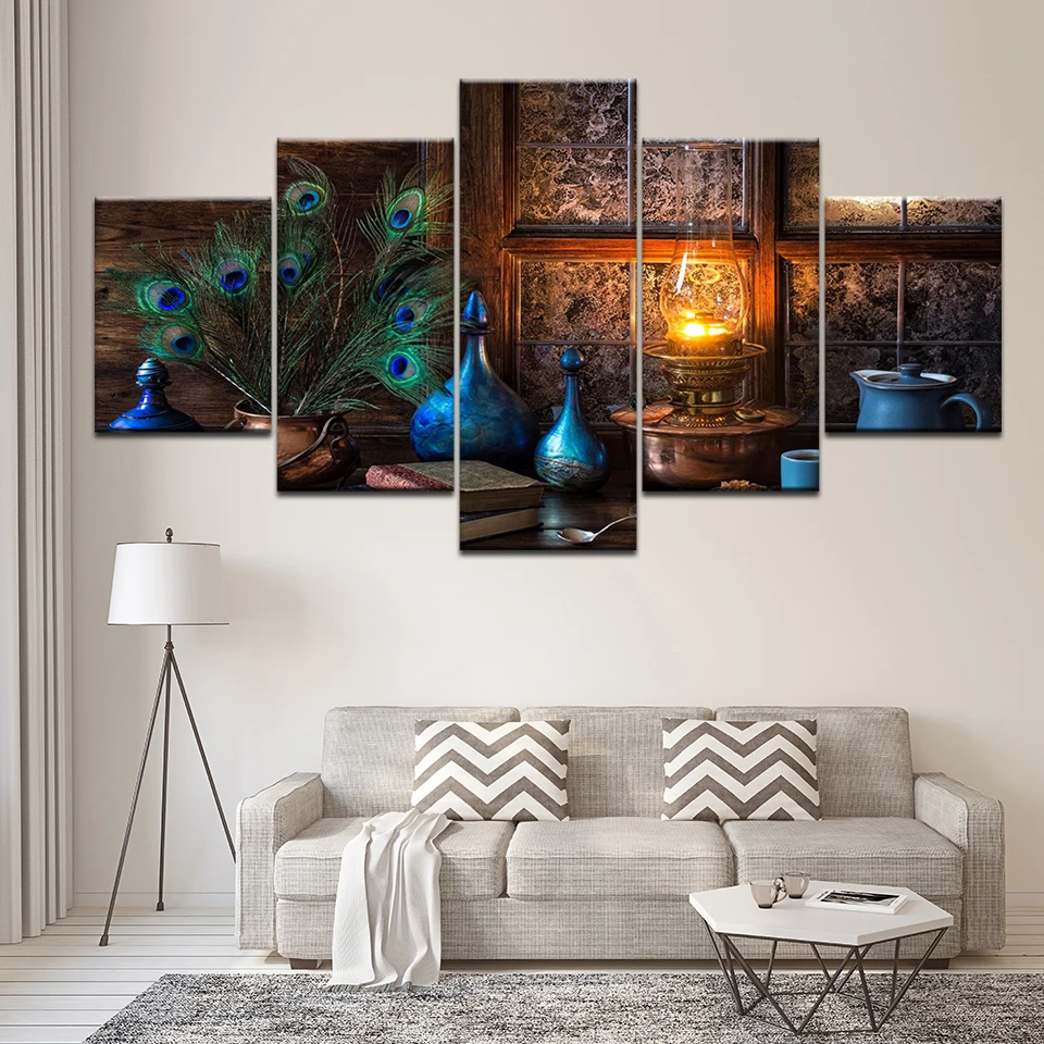 Unframed Canvas Print Peacock Wall Art Modern Abstract Picture Room Home Decor