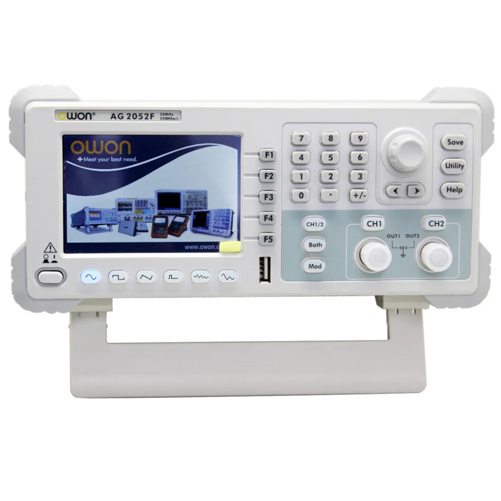 OWON AG2052F 50 МГц складской функциональный генератор 250 мкс/с 14 бит AM FM PM FSK PW|generator