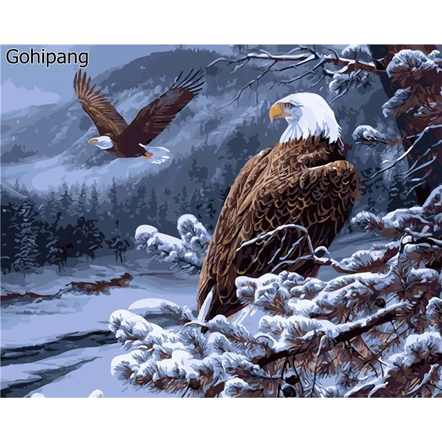 

Unframed Eagle Animals DIY Painting By Numbers Kits Drawing Painting Picture On Linens For Home Decoration Unique Wall Artwork