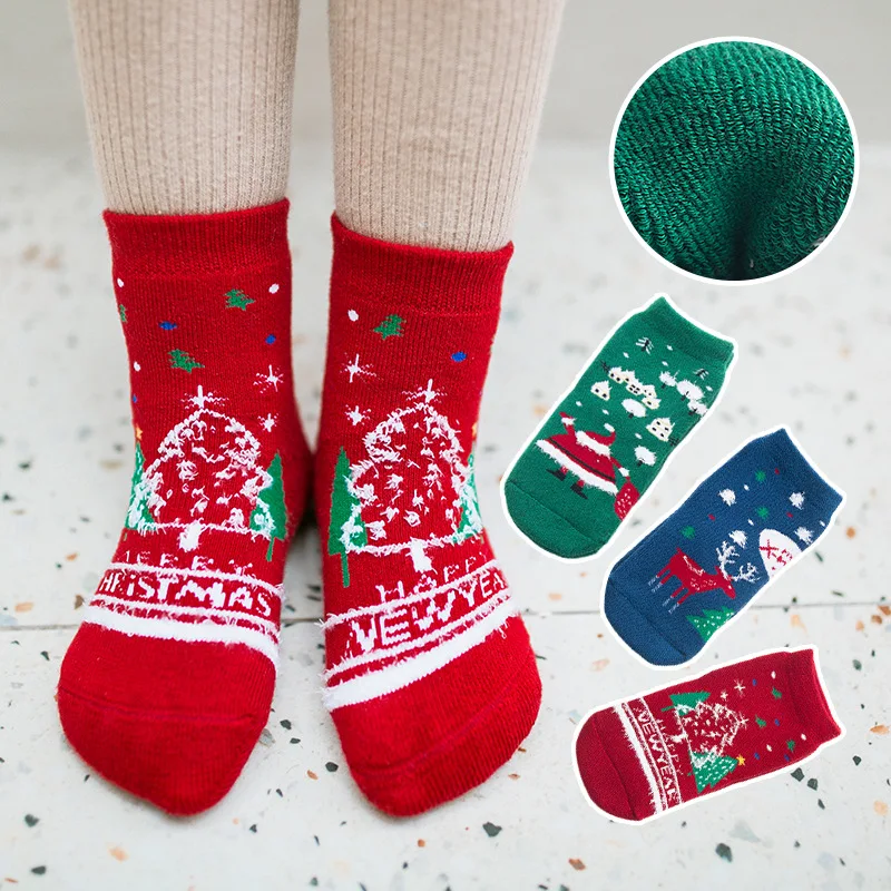 New Years 1 10Y Gift Happy Terry Christmas Cotton Socks Baby Boys Girls