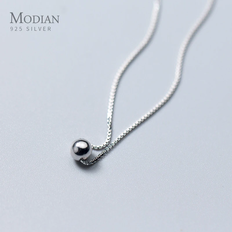 

Modian Trendy Tiny Simple Bead Necklace Pendant New Sale 100% 925 Sterling Silver Round Jewelry For Women & Girls Party Gift