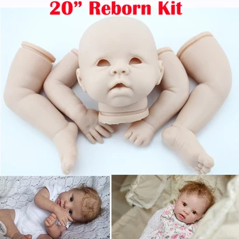 

50cm Kits For Reborn Baby Doll Made By Soft Vinyl Real Touch 3/4 Limbs Unpainted Reborn Doll Accessories Kits for sale