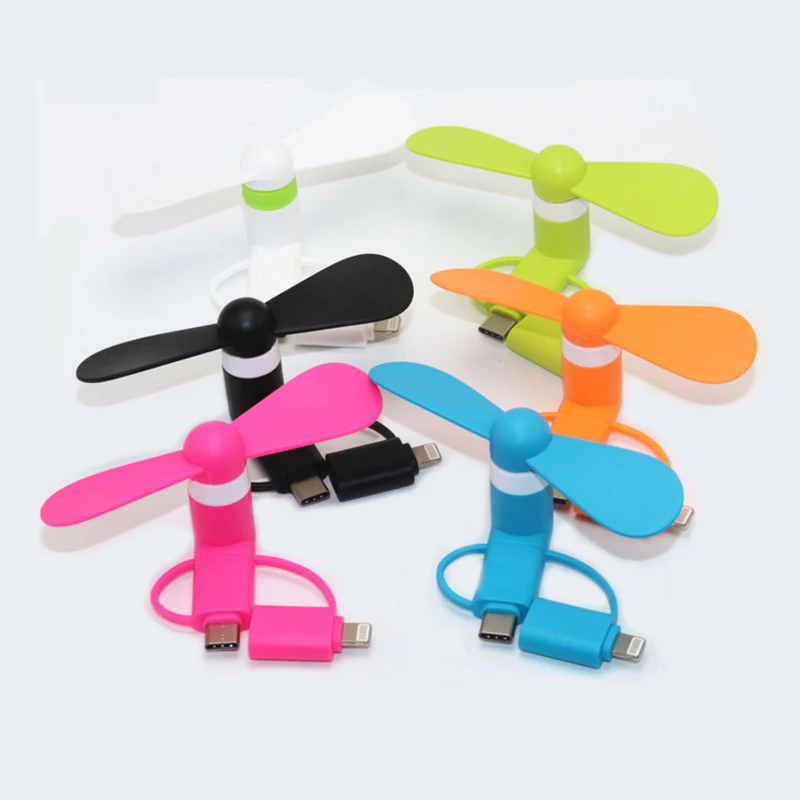 

BinFul 3 IN 1 Travel Portable Phone Mini Fan Cooling Micro Type c USB Gadget For iPhone 5 5S 6 6S Plus 7 8 x for Android Phones
