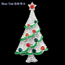 Rhinestone Christmas Tree Brooches Broach Pins for Women Party Gifts Austrian Crystals 2015 New Fashion Free Shipping LSYP0602