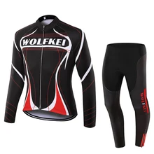 WOLFKEI Осенняя черно-красно-белая веломайка Ropa Ciclismo/Одежда для горного велосипеда/длинные колготки наборы для велоспорта# WK2574