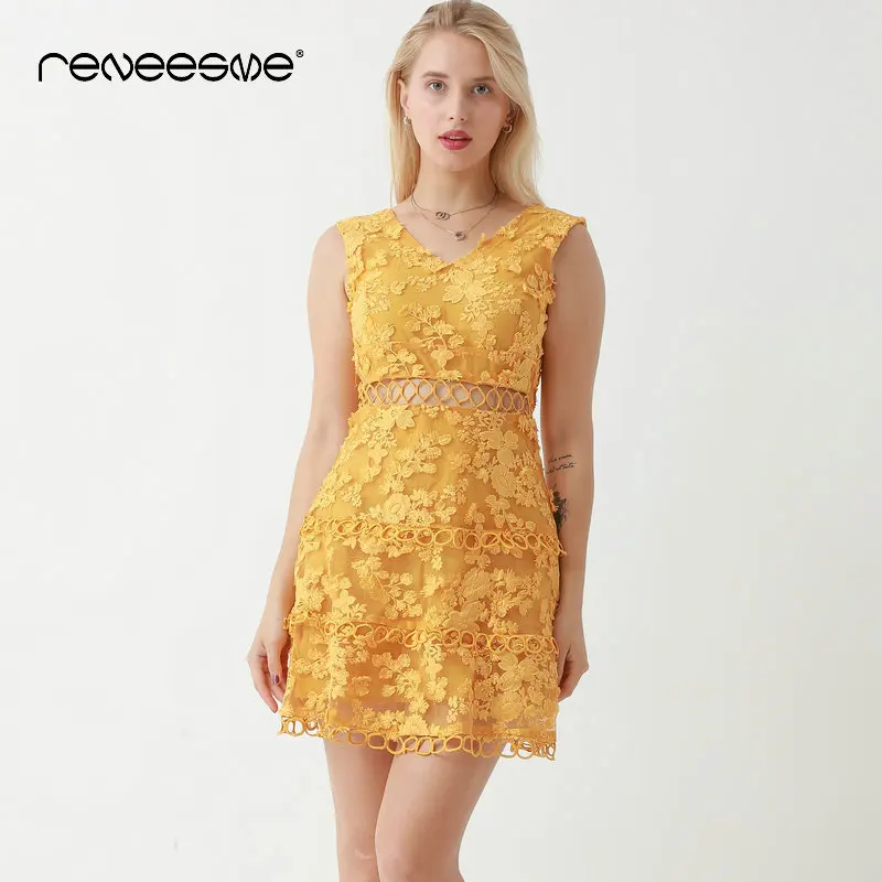 

fashion women summer dress solid hollow out patchwork sleeveless A line sexy mini ladies dresses back zipper 2019 new vestidos