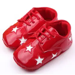 Для маленьких мальчиков обувь для девочек одноцветное звезда шаблон из искусственной кожи сначала ходунки детские ботинки малыша