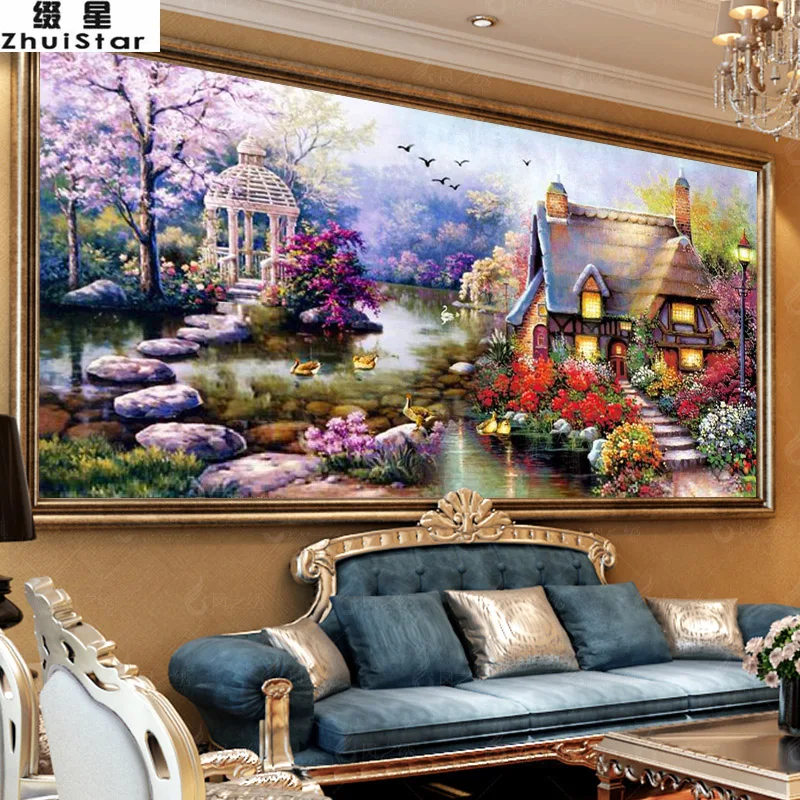 

5D DIY Diamond Painting Garden Lodge Scenic Wall Sticker Embroidery Full Square Diamond Cross Stitch Rhinestone Mosaic Painting