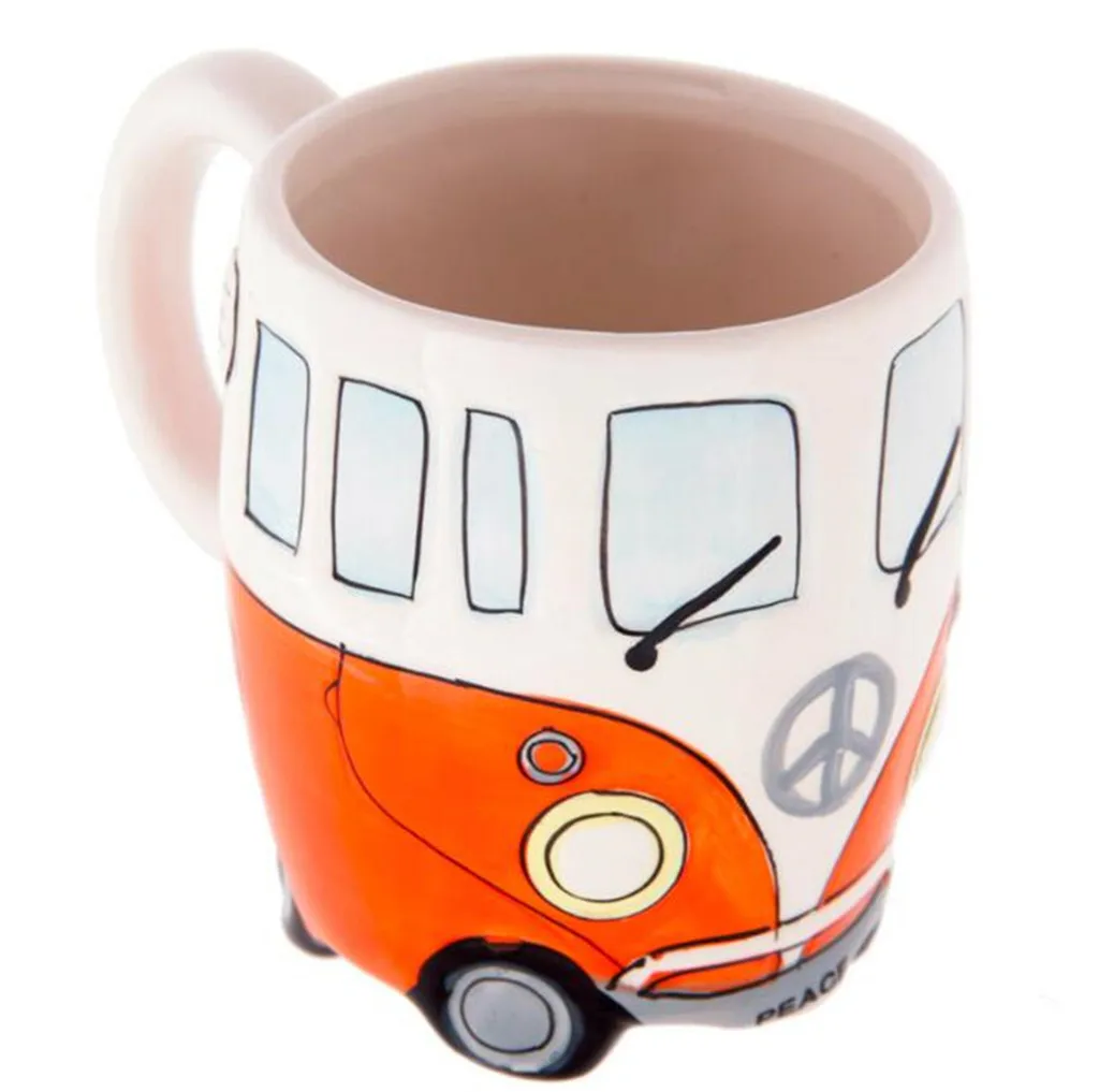 

2019 New Creative Hand Painting Double Bus Mugs Retro Ceramic Cup Coffee Milk Tea 400ml Coffee Cup Travel Cute Best Gift
