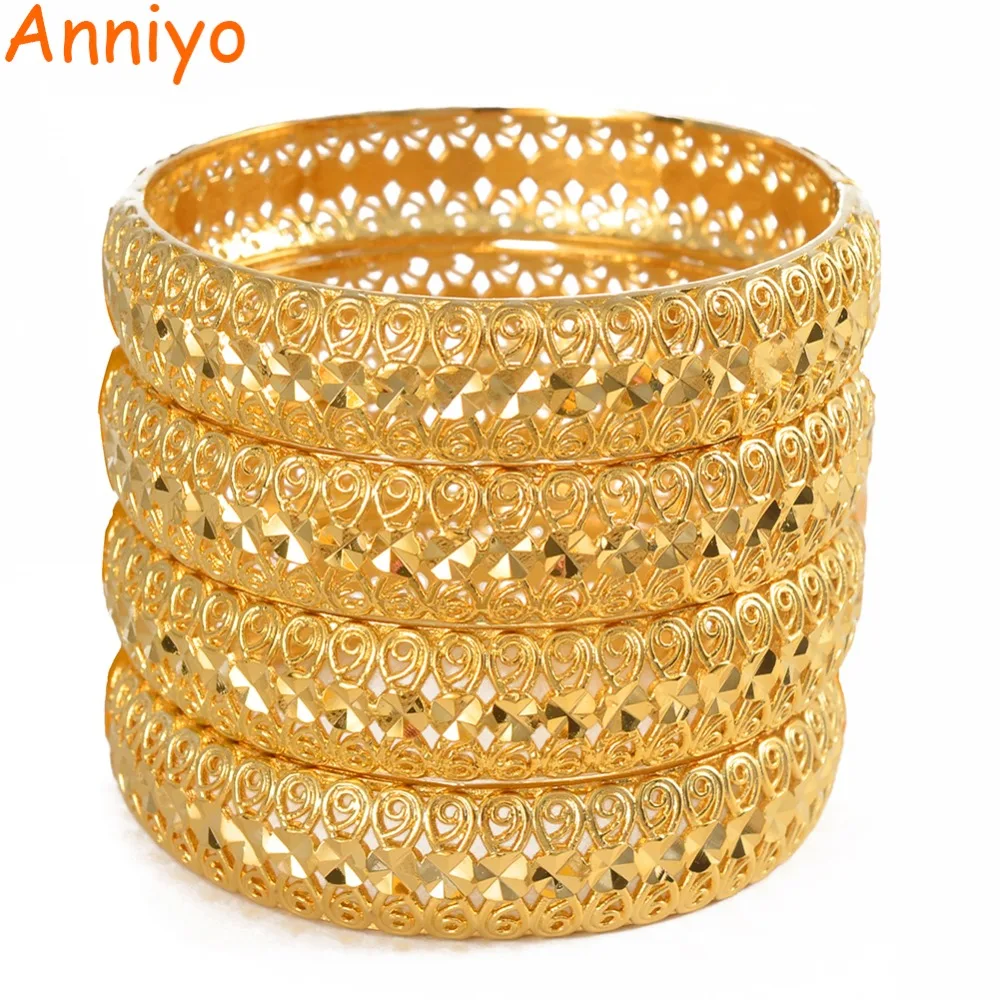 

Anniyo 4Pieces/Dubai Bride Bangles for Womens Ethiopian Bangle Bracelets African Jewellery Middle East Arabic Ornaments #070002