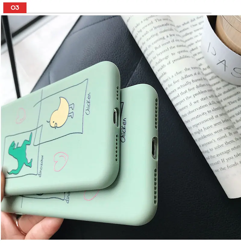 Silicone Dinosaur Case For iPhone 8 8plus 7 7 Plus Cases Clear Phone Case For iphone 6 s 6s Plus X XR XS Max Cases Cover Coque   (17)
