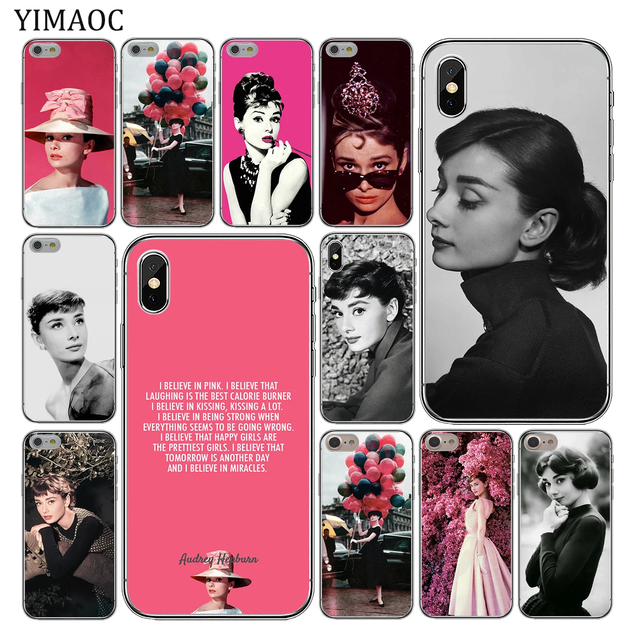 

YIMAOC Audrey Hepburn Soft Silicone Cover Case for Apple iPhone 11 Pro X XR XS Max 6 6S 7 8 Plus 5 5S SE 10 TPU Phone Cases