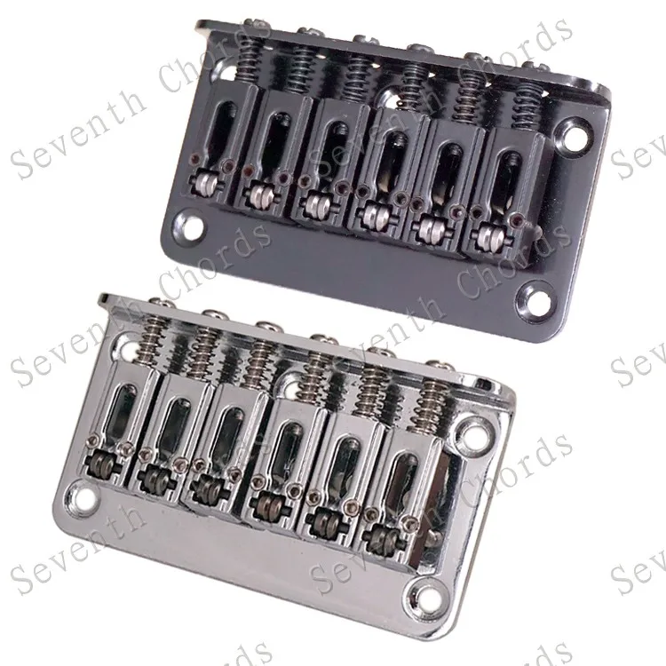 

A Set Length 78MM 6 String Roller saddle Electric Guitar Bridge - Top Load or Strings through body / Chrome & Black for choose