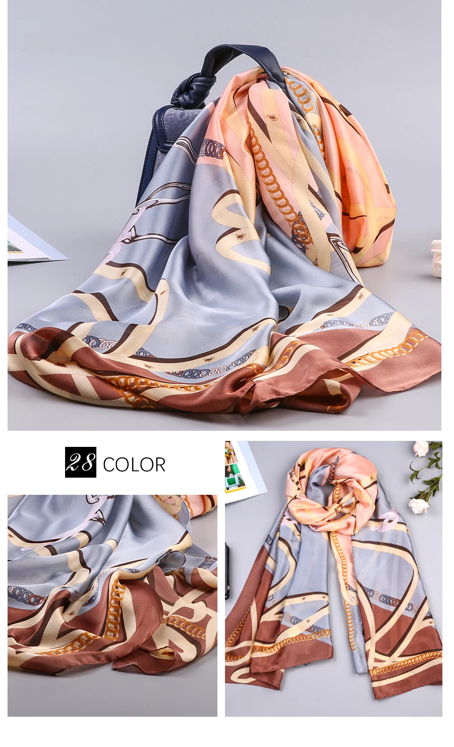 Весна, женский шарф из чистого шелка, роскошный бренд, женские шарфы, шарфы для женщин, Цветочный платок, шелковая бандана, платок, хиджаб