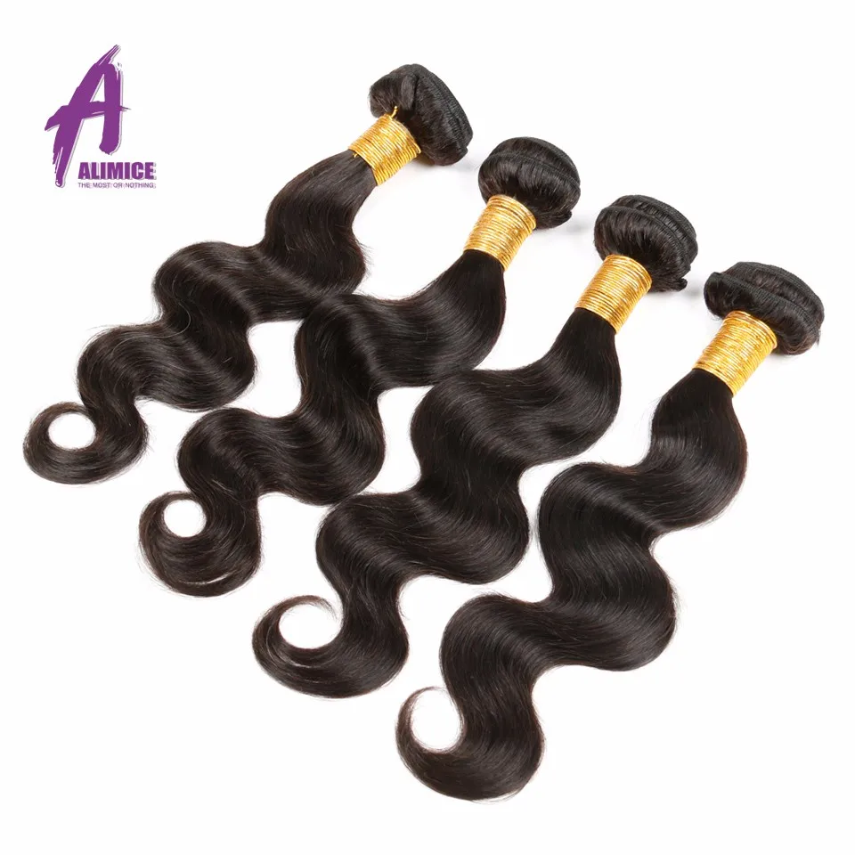 Brazilian Virgin Hair Body Wave 4 Bundles brazilian hair weave bundles 100% Unprocessed Virgin Human Hair Bundles Brazilian  Body Wave Alimice (3)