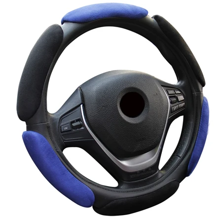 Huier рулевого колеса автомобиля крышки бархат хорошее чувство против скольжения рулевого Обложка для авто 37-38 см/ 14.5-1" руль автомобиля укладки - Название цвета: Black Blue
