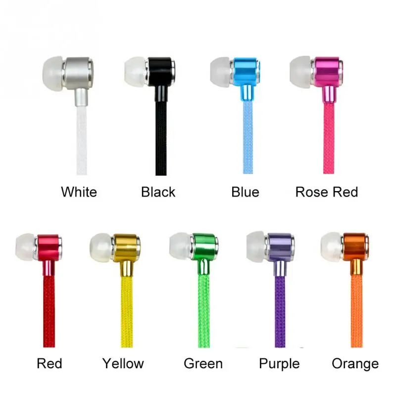 Shoelace Earphone cord Metal In Ear 3.5mm jack Earphones Bass Headset Stereo Sport Headphones With Mic#20