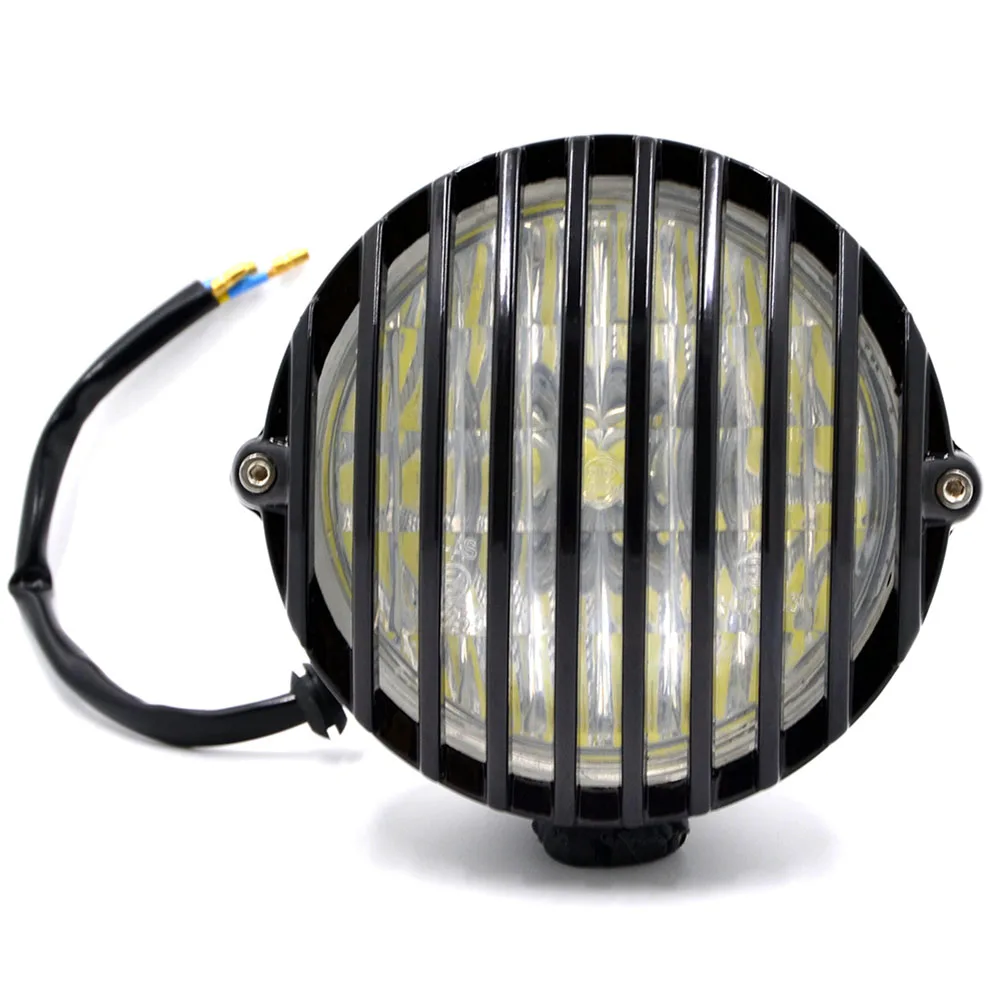 

E11 Old School Custom Finned Grill Headlamp Scalloped Motorcycle Headlight for Harley Honda Yamaha Suzuki Kawasaki Chopper