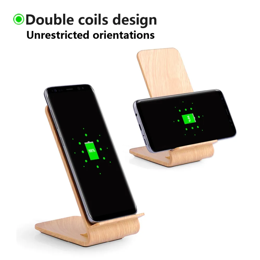 UEESFIT Быстрое беспроводное зарядное устройство с текстурой древесины быстрая Беспроводная зарядная подставка для iPhone 8 8Plus samsung Galaxy S9 S7 S8 edge/Note5