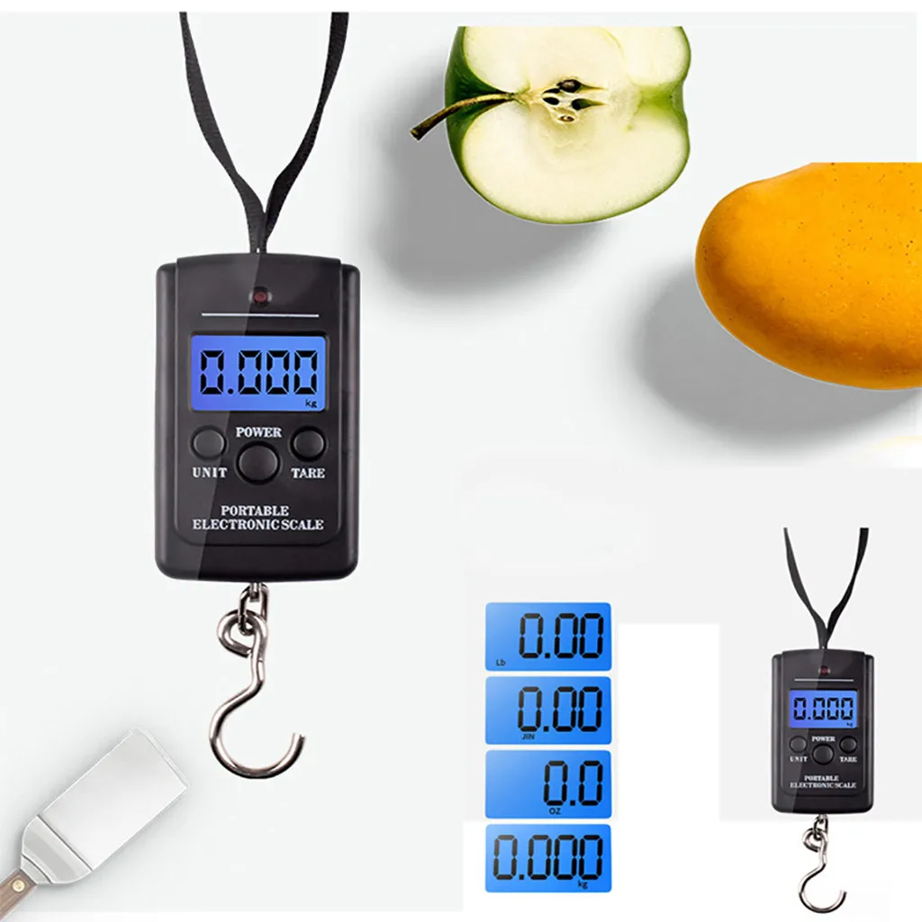 

40kg x 5g Mini Digital Scale For Fishing Luggage Travel Weighting Steelyard Portable Electronic Hanging Hook Scale