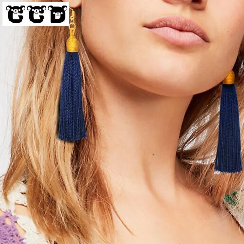 

CCD Vintage Multiple colors Tassel Earrings Women Fashion Jewelry Geometric Gold Color Long tassel Simple Dangle Drop Earrings