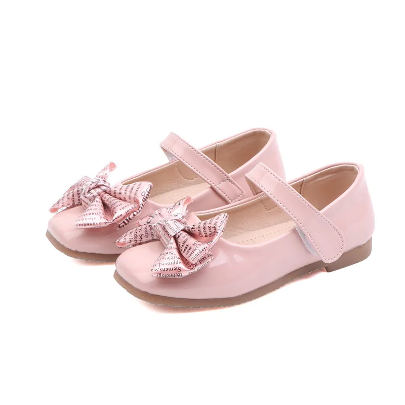 Baby Girls Leather Shoes Children Princess Bow Flower Dress Shoes Children Casual Shoes Kids Low Heeled Dance Shoes