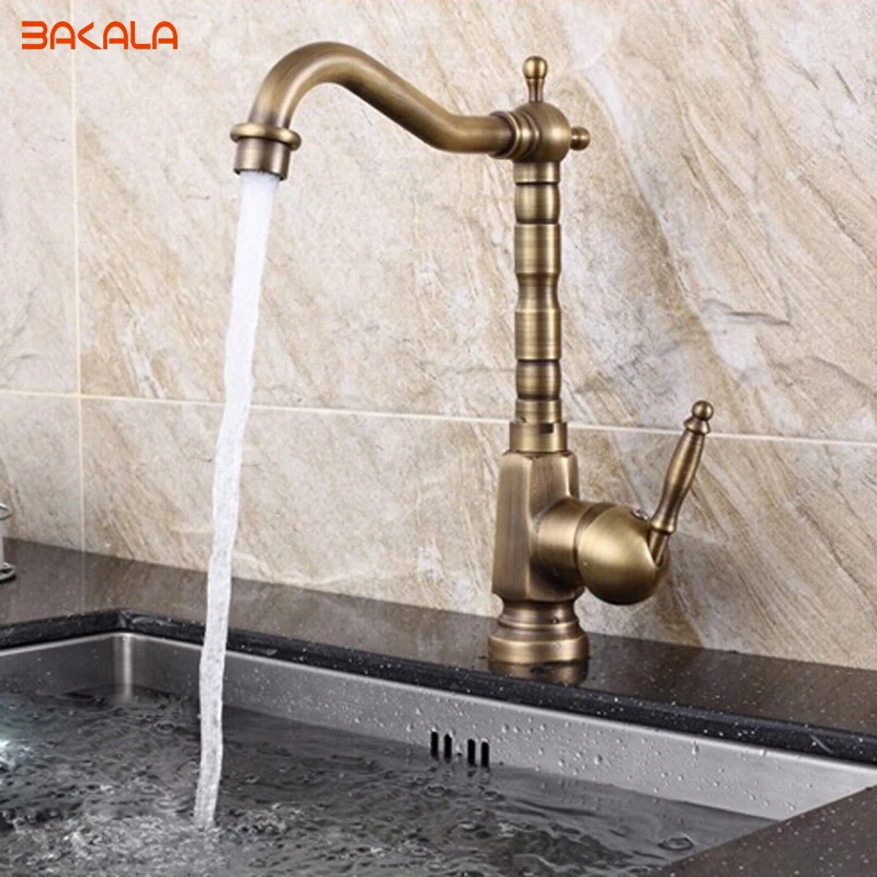 Free shipping BAKALA kitchen faucet antique Brass Mixer Tap Single Handle GZ 8105