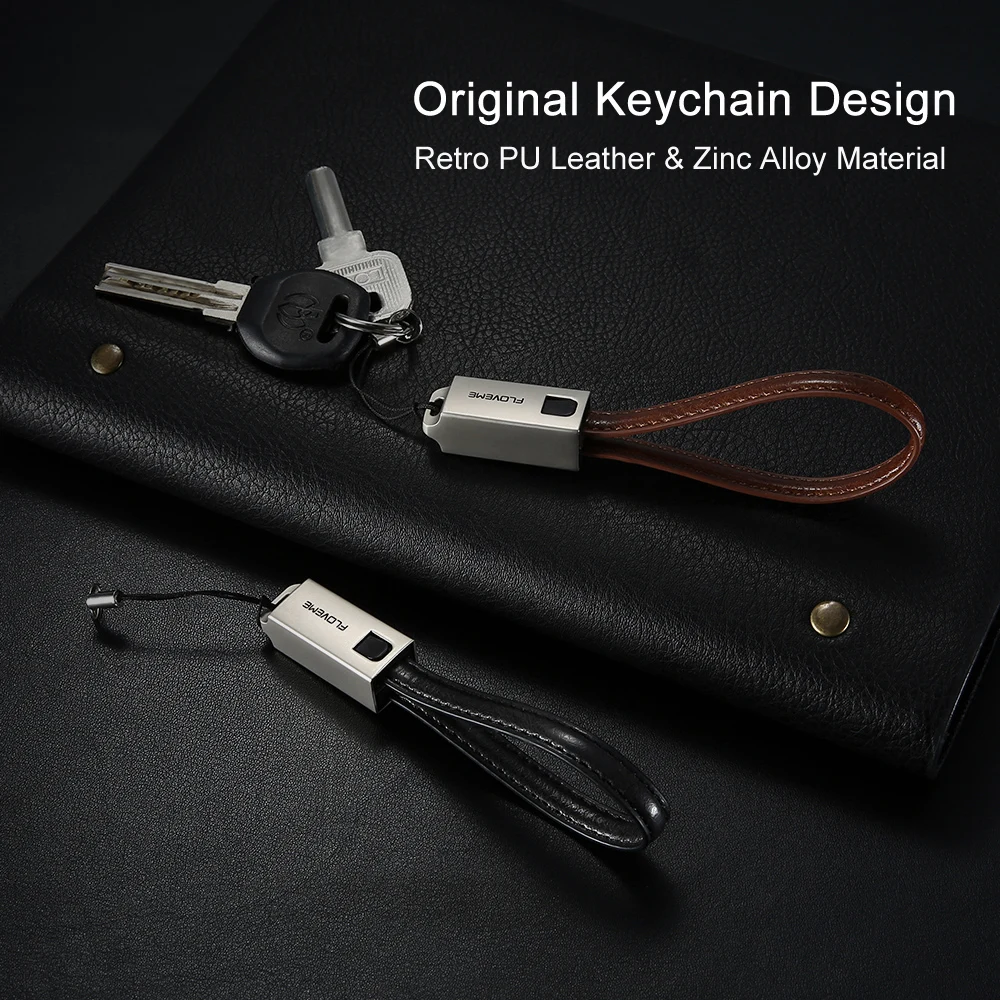 FLOVEME USB кабель для iPhone 6 6S Plus 5 5S SE PU кожаный брелок зарядный 7 8 X 10 iPad зарядное