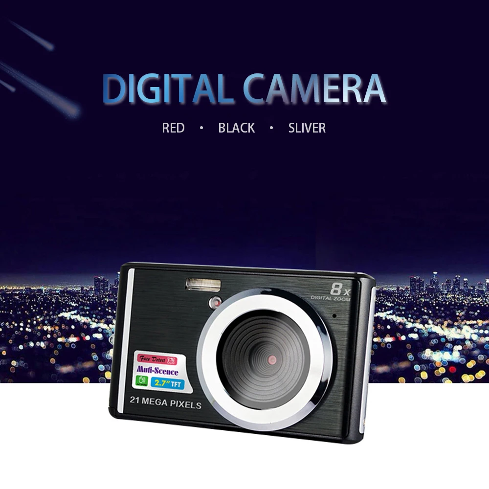 Камера для селфи 2,4 дюймов цифровая камера TFT HD экран 21MP CMOS 5.0MP анти-встряхивание 1080P Цифровая видеокамера с 8-кратным цифровым зумом