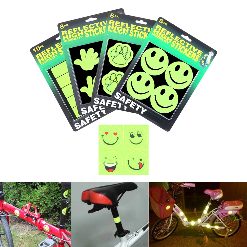 Funny Reflective Bicycle Sticker Smiling Face Pattern Safety Night Riding Decal