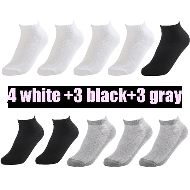 20 шт = 10 пар, летние мужские сетчатые носки, невидимые нейлоновые носки до лодыжки, мужские белые дышащие тонкие лодочкой носки, европейские размеры 38-43, низкая цена - Цвет: 4white 3black 3 gray