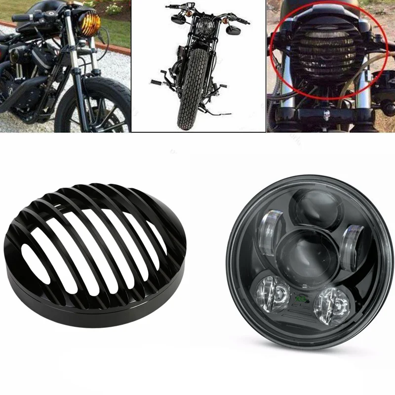 Для Harley Sportster светодиодные фары 5 3/" Алюминий черный Гриль Крышка 5,75" мотоцикл головного света крышка Sportster XL 883 1200