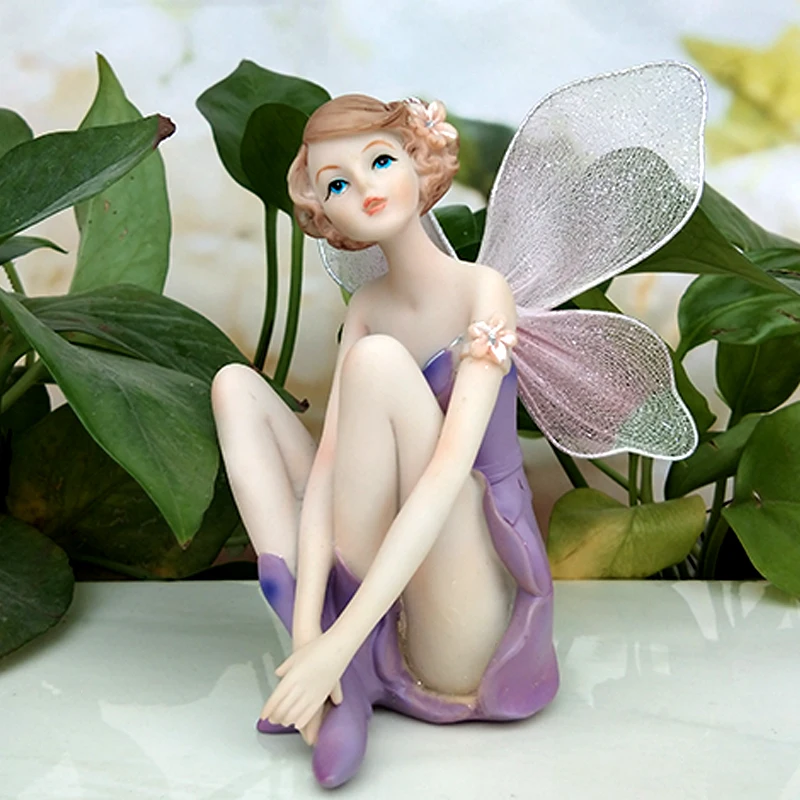 

diy wings Angel Statue Beautiful Girl Flower Fairy Figurines Garden Figures Home Decor Resin Birthday Gift Wedding Gifts Garden