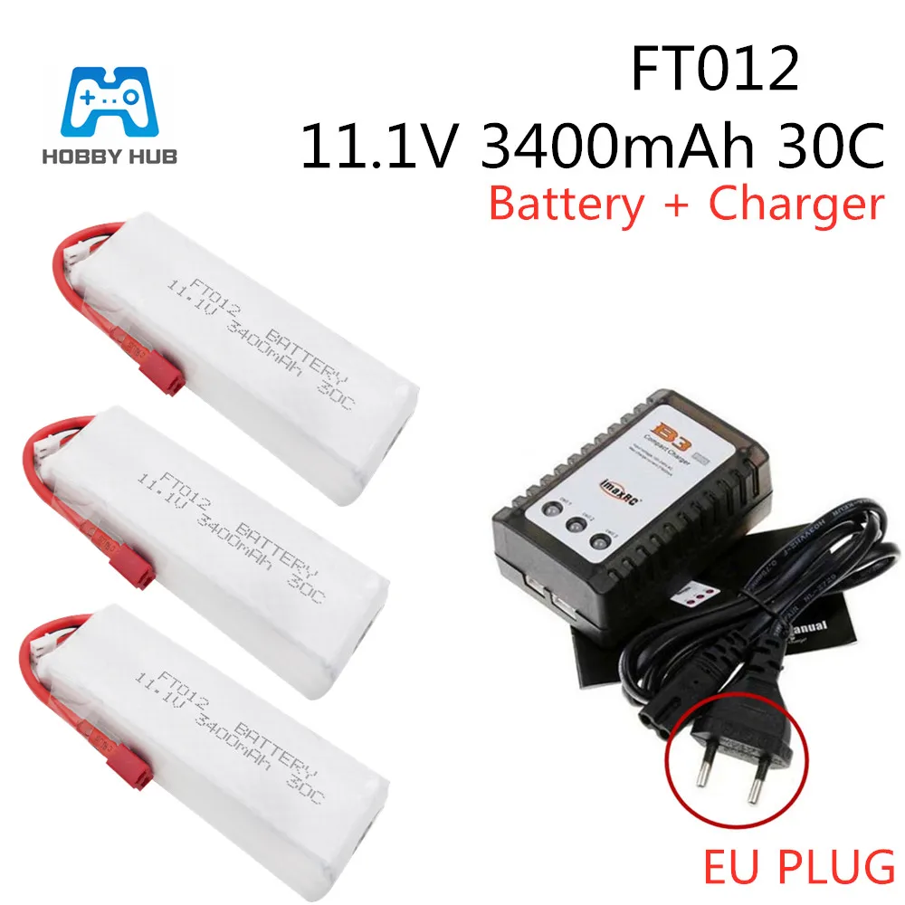 

11.1V 3400mAh 30C FT012 battery Hobby Hub Rechargeable Lipo Battery For RC Boat Parts 3s 11.1v lipo battery 3400mAh