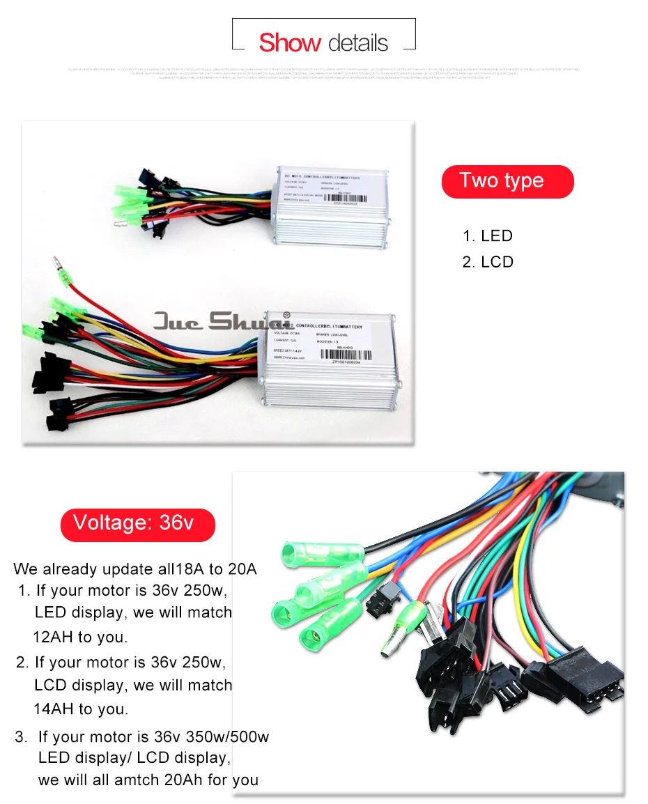 Top Motor bicycle engine kit 36v 12ah 14ah 18ah controller connect with LED LCD bicycle display adult electric bike controller 4