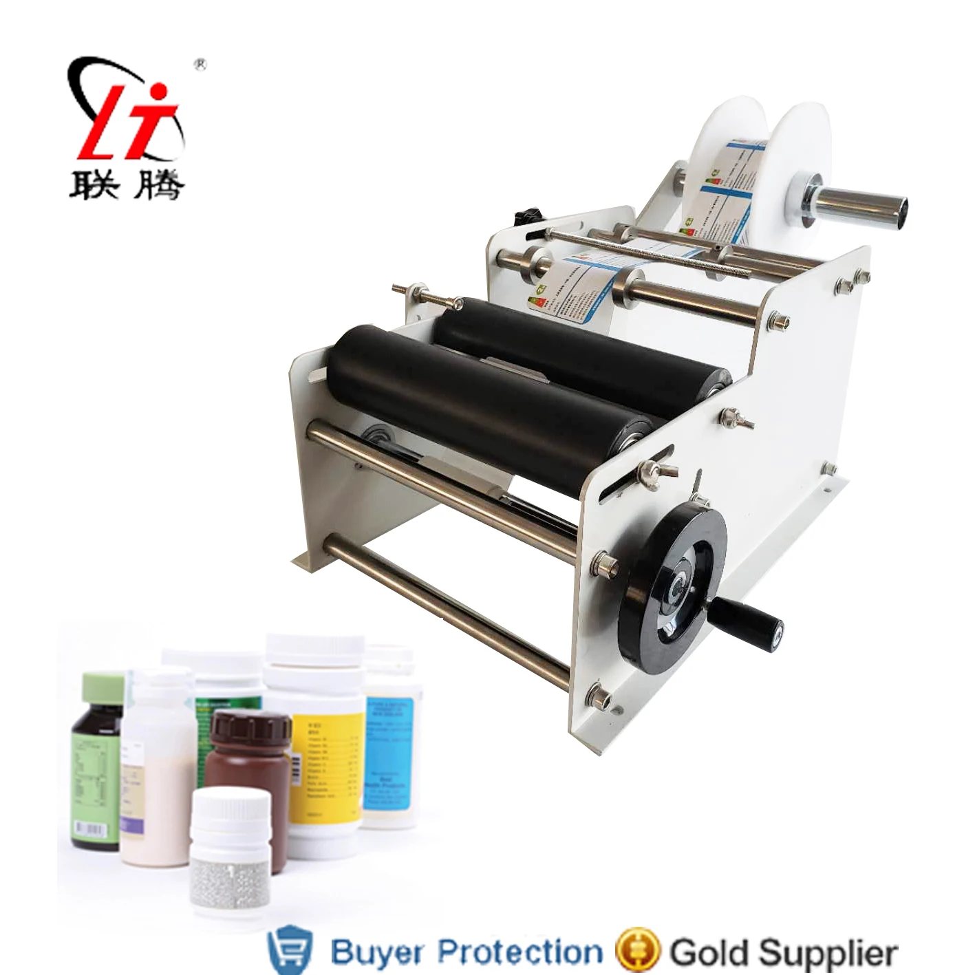 

Free Shipping Manual Labeling Machine Labeler Round Bottle Labelling Device For Can Wine Glass Plastic Bottles Sticker By Hand
