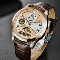 Mens Automatic Mechanical Wristwatch PAGANI Design Top Luxury Brand Men's Watches Waterproof Leather Band Steel Wheel Dial Watch