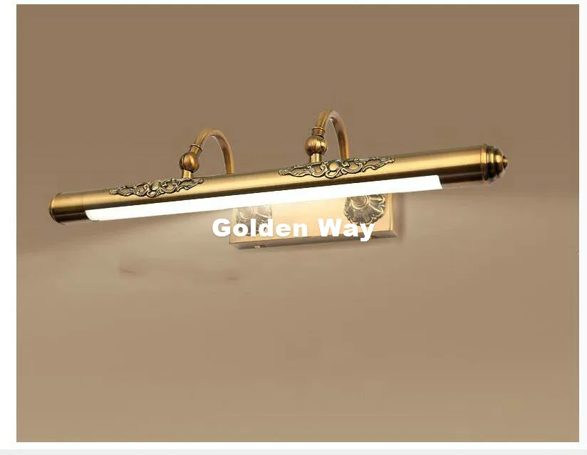 شحن مجاني ديكورا مرآة الجدار مصباح 110 فولت ~ 220 فولت مصباح الحمام مرآة الفاخرة للماء الرجعية البرونزية مجلس الوزراء الغرور أضواء مرآة