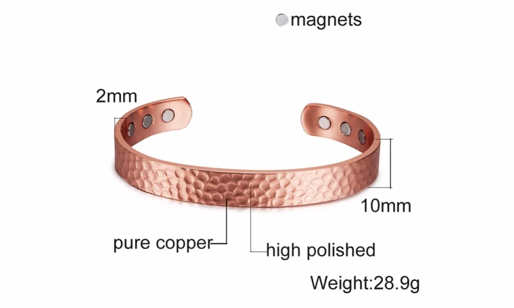Vinterly, магнитные медные браслеты, регулируемые браслеты-манжеты, талисманы, энергетический браслет для мужчин и женщин, артрит