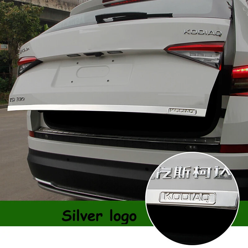 

Silver Logo Stainless Steel Rear Tailgate Trunk back door Cover Trim For Skoda Kodiaq 2016 2017 2018 Car Accessories Styling