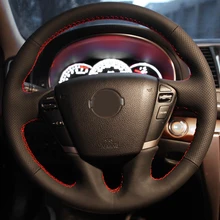 Free Shipping High Quality Cowhide Top Layer Leather Handmade Sewing Steering Wheel Cover Protect For Nissan MURANO