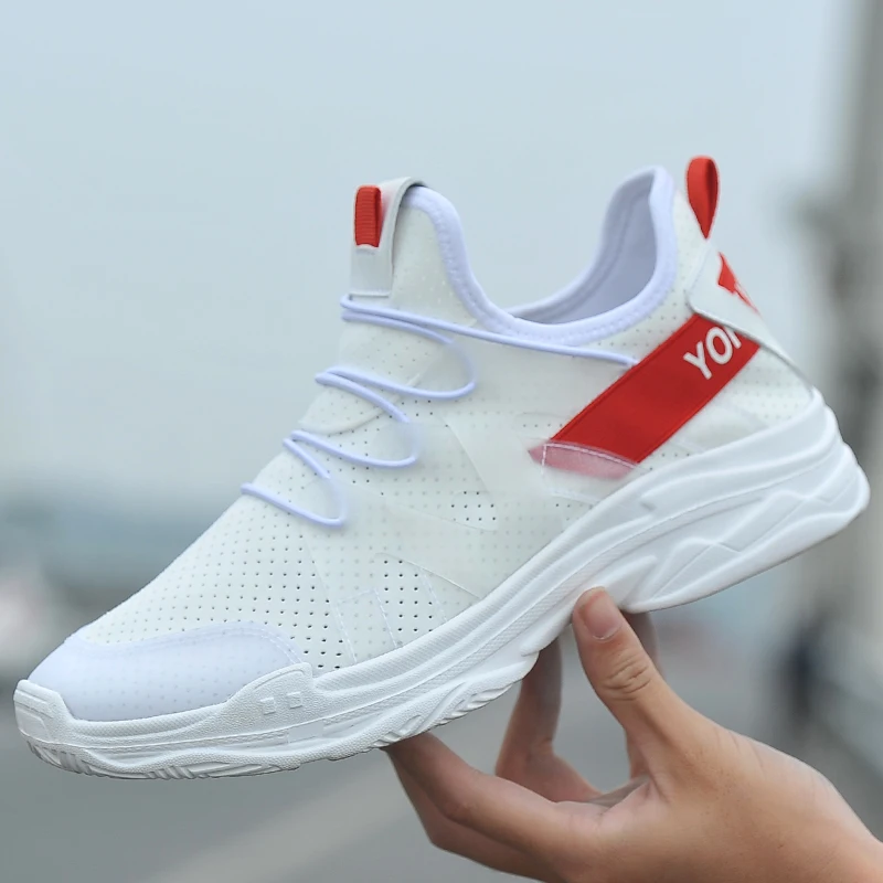 

New Arrival Men 2018 Running Shoes Round Toes Flat Platform Paragraph Breathable Lace-Up Shoes High Quality Sneakers Black White