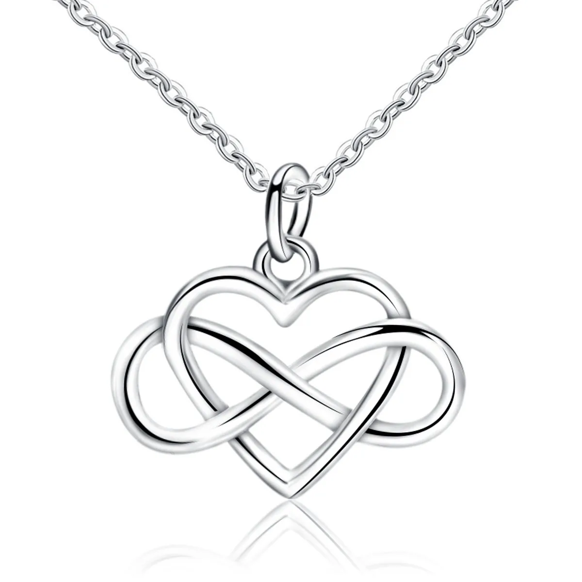 Shellhard Infinity Heart Pendant Necklace Fashion Silver Plated Love Chain Choker Necklace For Women Party Jewelry Wholesale