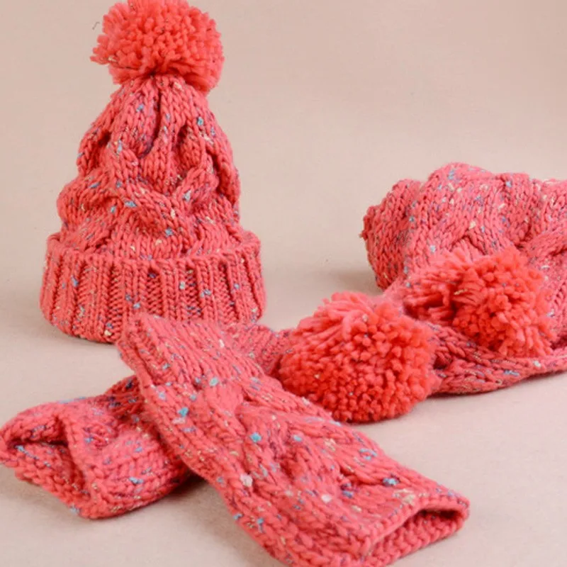 Кепки вязанные шарф и шапка комплект витой для женщин шапки модные однотонные Gorros помпоном женские шапочки Toucas девушка Прихватки для