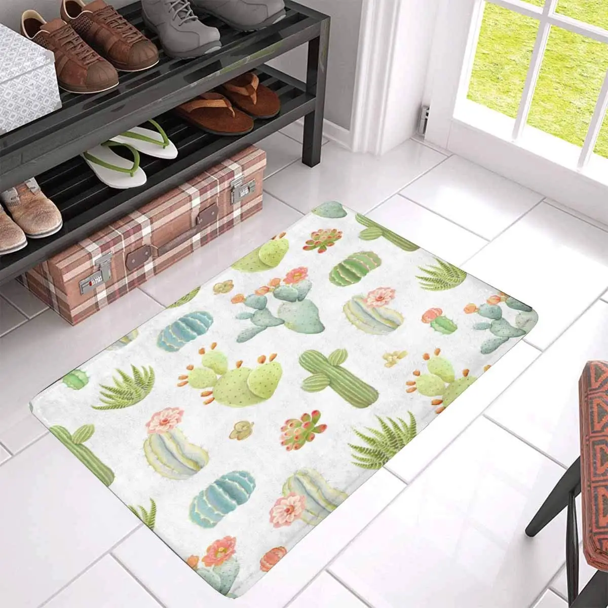 Us 16 8 30 Off Cactus And Succulents In Vintage Indoor Doormat Large Inches Non Slip Front Entrance Door Mat Rug Designed Outdoor Doormats In Mat