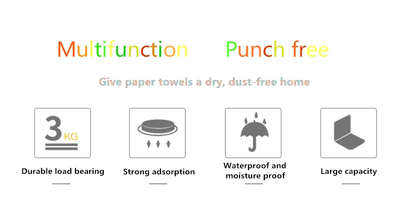 Удар-Бесплатная Бумага Полотенца держатель Ванная комната Кухня Многофункциональный Водонепроницаемый Бумага лоток для хранения стены