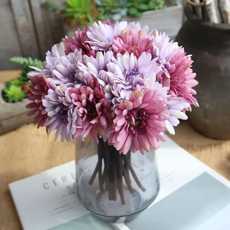 

Artificial Gerbera Flower Fake Silk Holding Flowers 7 head/bouquet for Bridal Wedding Party Home Decor Accessories Garden Floral