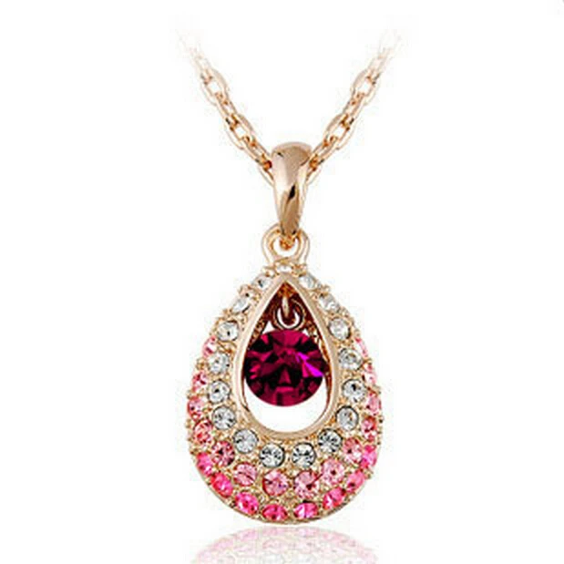 Gold Color Crystal Angel Necklaces Pendants For Women
