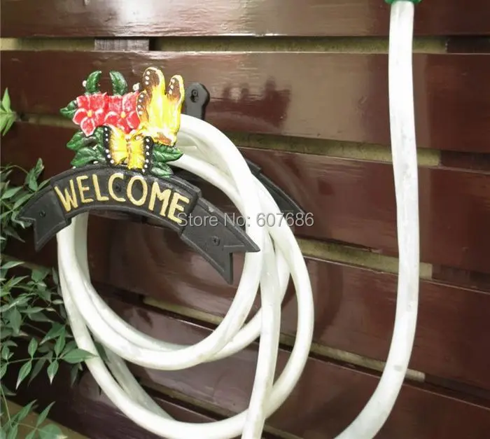 Decorative Garden Cast Iron Hosepipe Pipe Hose Hanger Butterfly