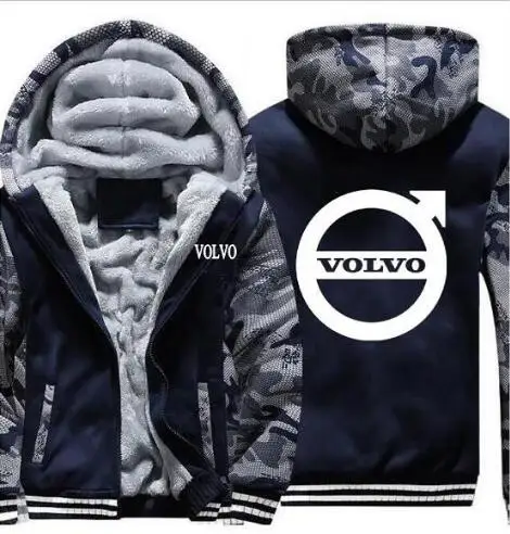 

2018 Hoodies Fashion Men's Volvo Camouflage Jackets Winter Fleece Thick Zip up Men Clothes Tops 9colour